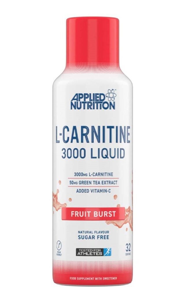 "L-Carnitine 3000" Geriamas L-Karnitinas, Žaliosios Arbatos Ekstraktas 'Applied Nutrition' (480ml/32porc) | Klinikinio lygio ilgaamžiškumo protokolas, Riebalų Degintojai ir SPORTAS papildas.