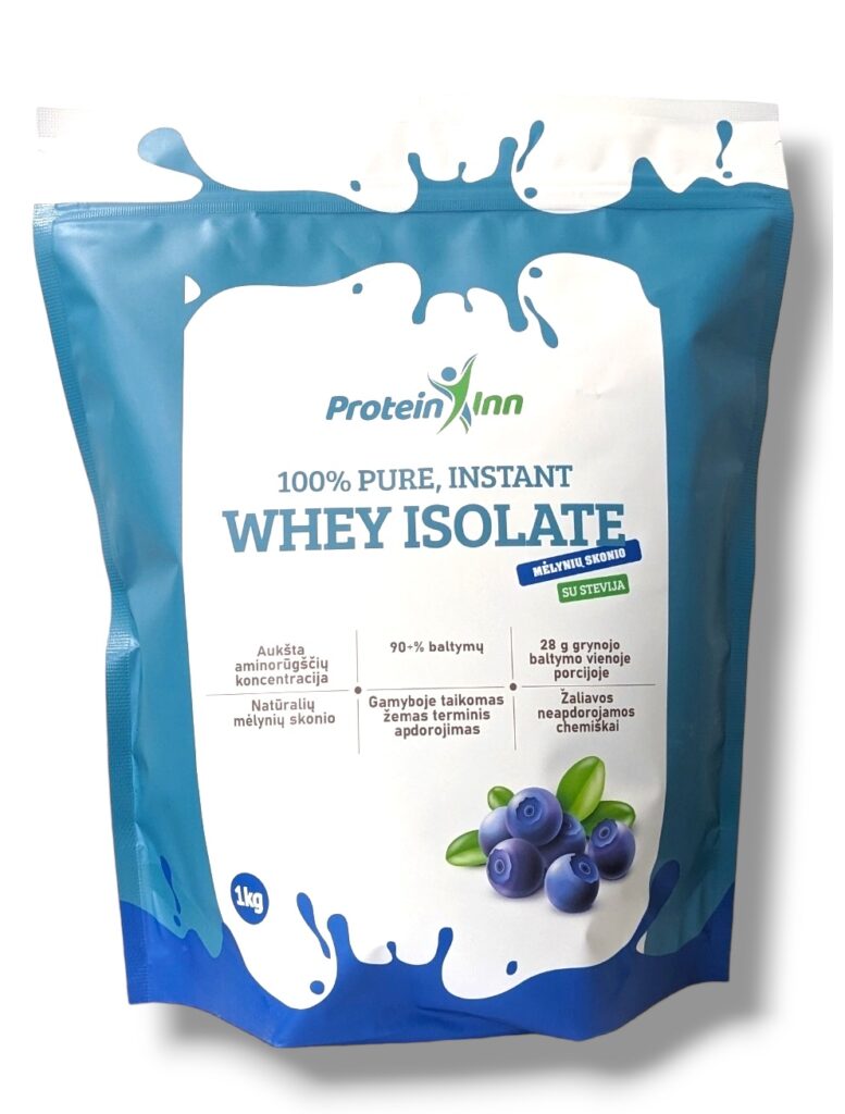 "Whey Isolate Blueberry" 100% Išrūgų Baltymo Izoliatas ‘Protein Inn’ (1000g/33porc/28g balt) - Moksliškai pagrįstas veiksmingumas "Whey Isolate Blueberry" 100% Išrūgų Baltymo Izoliatas ‘Protein Inn’ (1000g/33porc/28g balt) | Klinikinio lygio ilgaamžiškumo protokolas, Baltymai ir |2| Super Sale papildas.