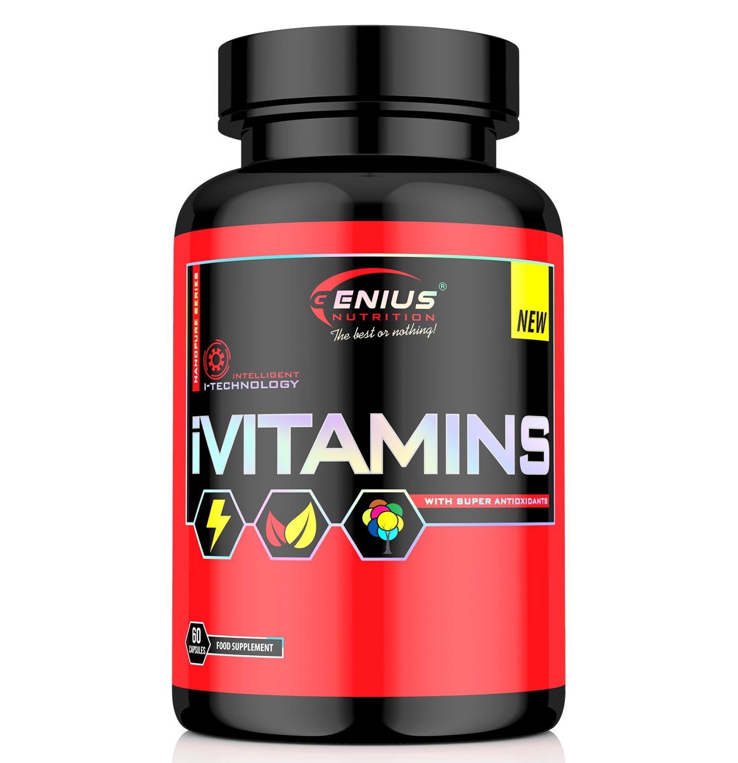 iVitamins – Multivitaminų ir Mineralų Kompleksas | Genius Nutrition | 60 kaps. | Klinikinio lygio ilgaamžiškumo protokolas, SVEIKATA ir Vitaminai ir Mineralai papildas.