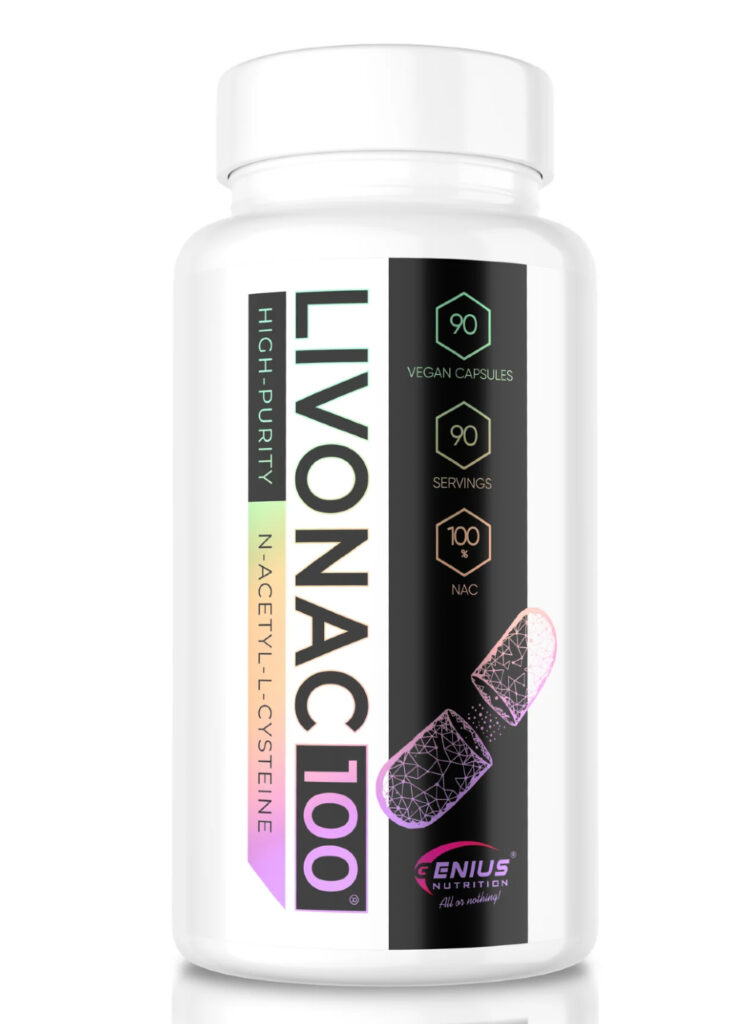 Livonac100 – N-acetil-L-cisteinas 100mg | Genius Nutrition | 90 kaps. | Klinikinio lygio ilgaamžiškumo protokolas, Detox ir Atsinaujinimas ir Ląstelių Apsauga papildas.