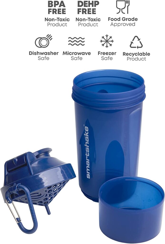 "Original2Go Navy Blue 2in1" Gertuvė/Plaktuvė su Dėtuve 'Smart Shake' 800ml - Moksliškai pagrįstas veiksmingumas "Original2Go Navy Blue 2in1" Gertuvė/Plaktuvė su Dėtuve 'Smart Shake' 800ml - produkto nuotrauka 1, AKSESUARAI ir Gertuvės Sportui.