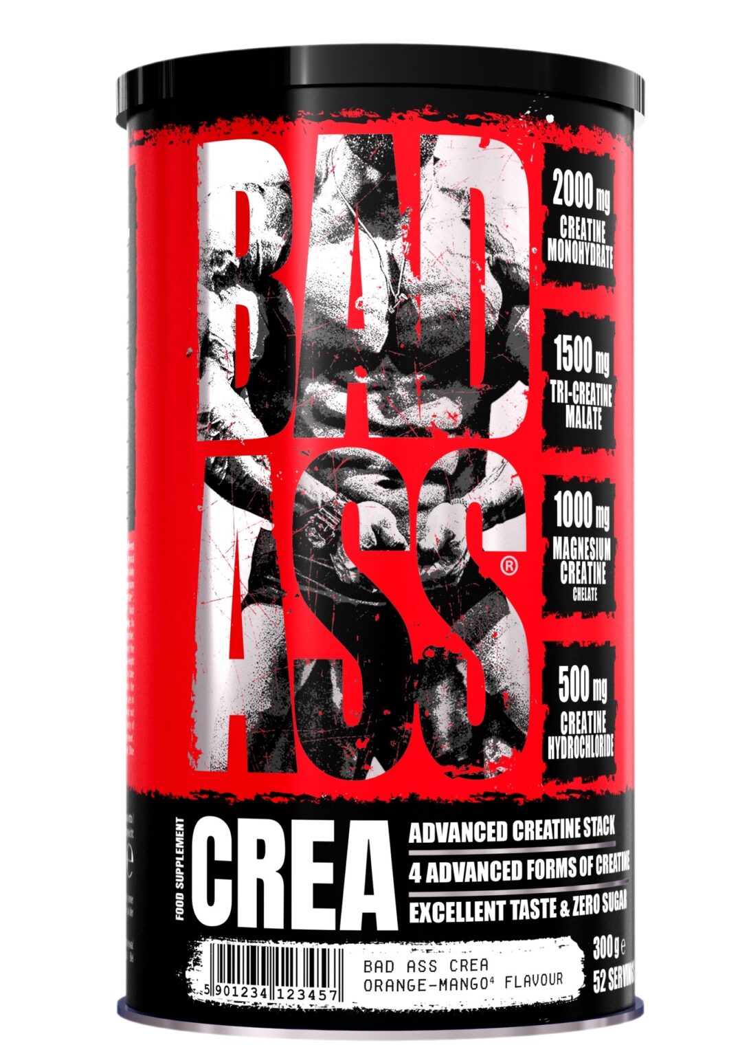 “BAD ASS® CREA 4X” Mišinys Raumenims ir Jėgai 'Bad Ass' (300g/52porc) | Klinikinio lygio ilgaamžiškumo protokolas, Visos Prekės ir Kreatinas papildas.