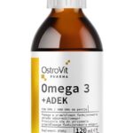 “Omega 3 +ADEK” Omega 3 Žuvų Taukai+D, K, E, A Vitaminai ‘Ostrovit Pharma’ (120ml/60porc)