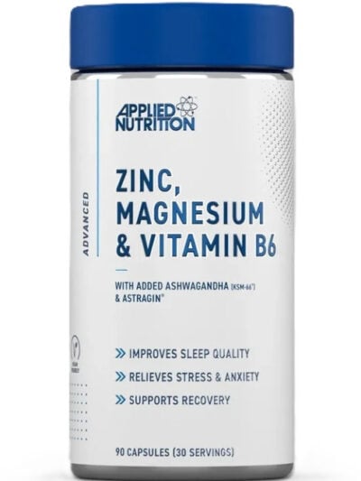 Applied Nutrition Zinc, Magnesium & Vitamin B6 Capsules With Ashwagandha maisto papildas kasdienės mitybos praturtinimui ir organizmo balansui.