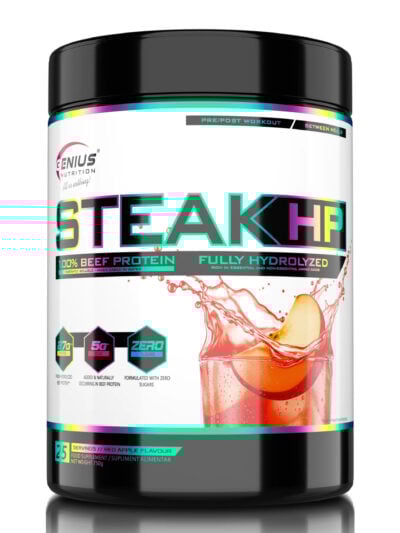 STEAK HP – jautienos baltymų formulė su kreatinu, taurinu ir argininu | Genius Nutrition (750 g)