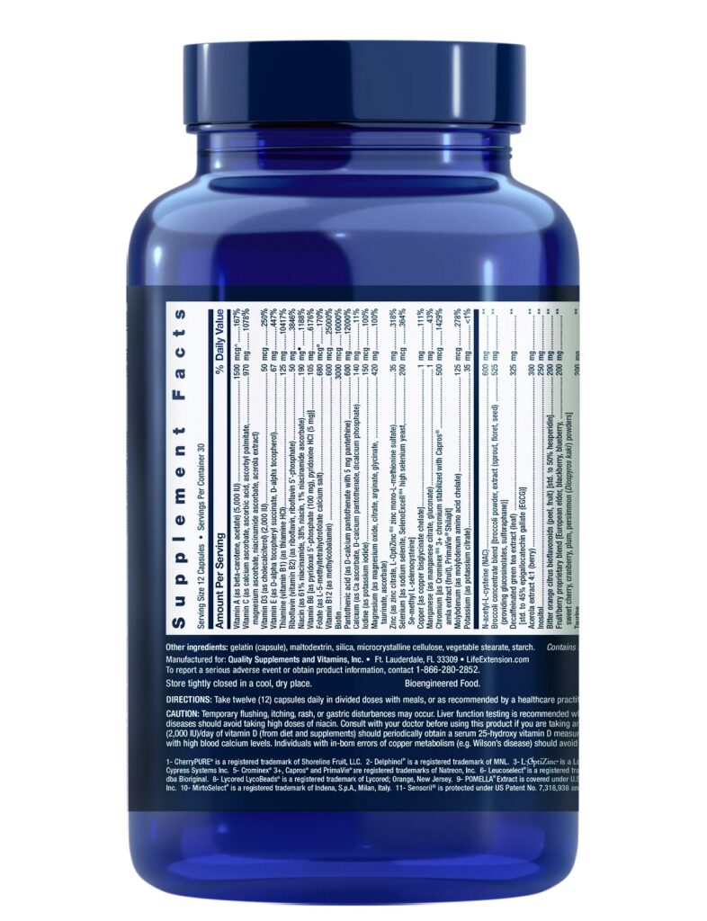 "Life Extension Mix™" Pažangus Multivitaminų Kompleksas 'Life Extension' (360kaps/30porc) - Moksliškai pagrįstas veiksmingumas "Life Extension Mix™" Pažangus Multivitaminų Kompleksas 'Life Extension' (360kaps/30porc) - produkto nuotrauka 2, SVEIKATA ir Visos Prekės.