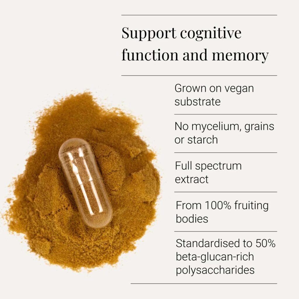 "Organic Lion's Mane" Liūto Karčiai Papildai Ekologiški 'KIKI Health' (60kaps/60porc) - Moksliškai pagrįstas veiksmingumas "Organic Lion's Mane" Liūto Karčiai Papildai Ekologiški 'KIKI Health' (60kaps/60porc) - produkto nuotrauka 2, SVEIKATA ir Funkciniai Grybai.