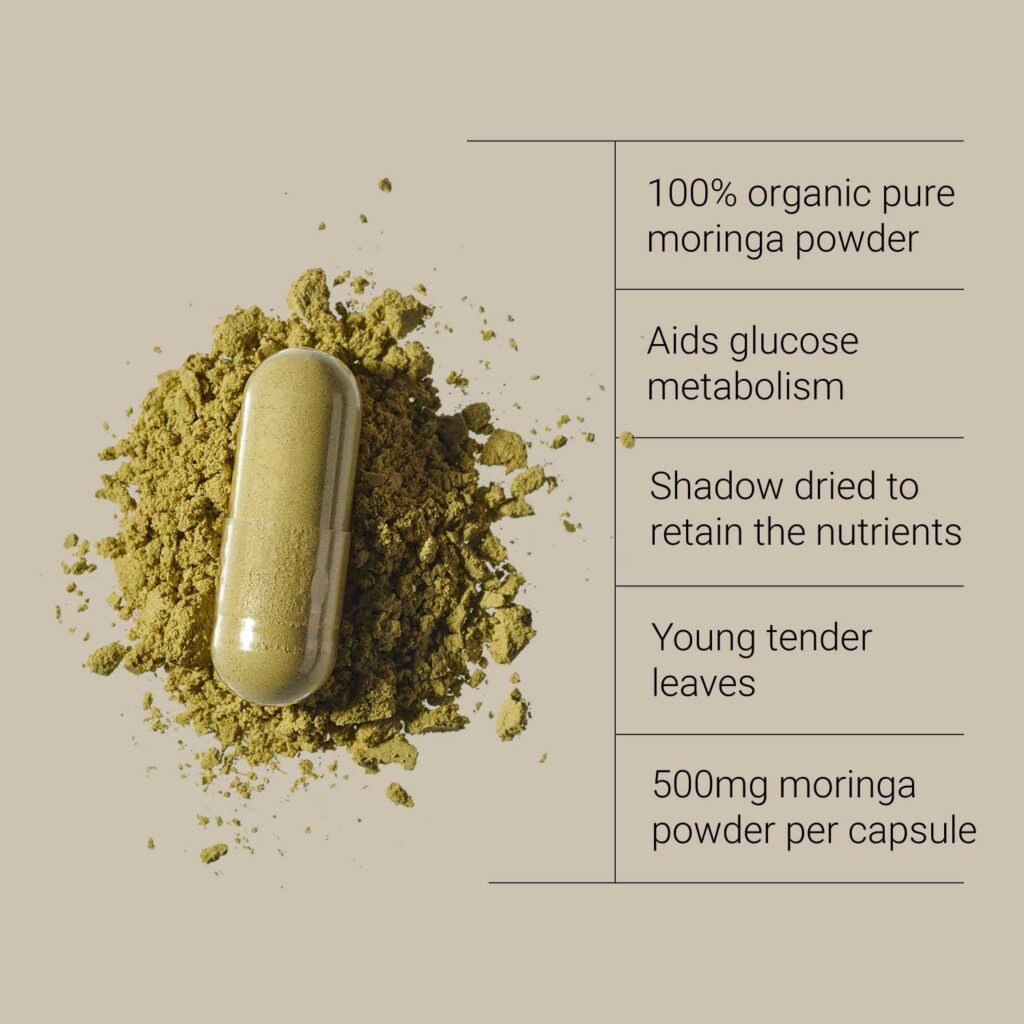 “Organic Moringa Leaf 500mg” Ekologiškos Moringa Kapsulės ‘KIKI Health’ (120kaps/120porc) - produkto nuotrauka 1, Super Maistas ir SVEIKATA.