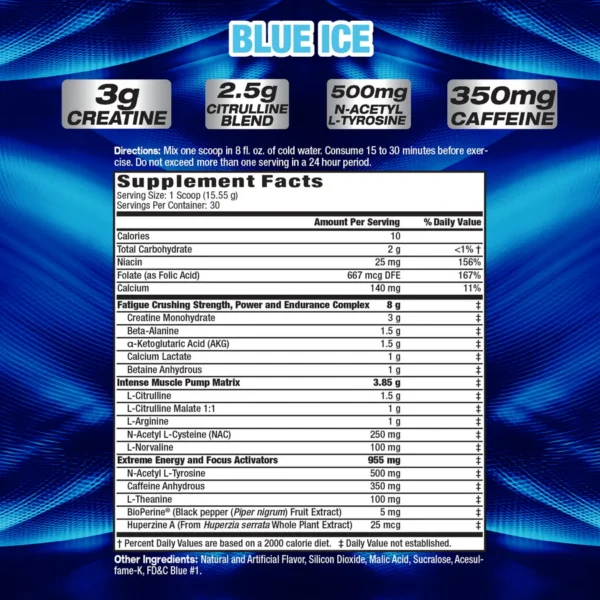 "Hyper Crush" Pre-Workout energetikas 'Maximum Human Performance' (453g) - Image 4