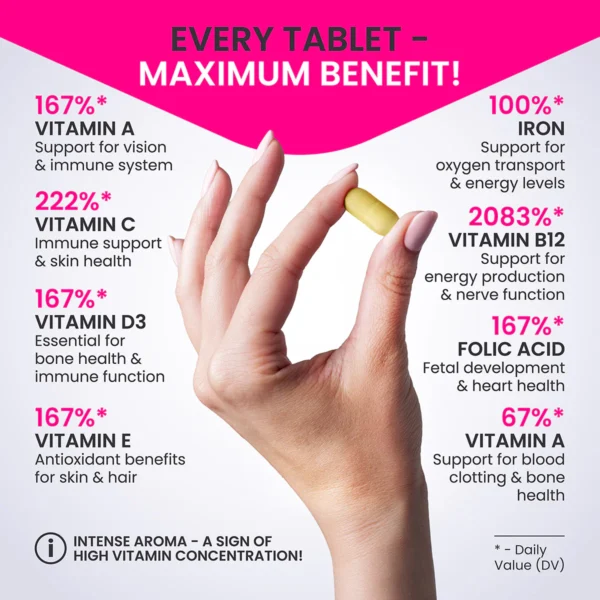 „Ultra Women's Multivitamin Formula“ Multivitaminų kompleksas moterims ‘VPLAbs’ (90kaps/90porc) - Image 7
