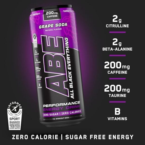 ABE Energy – energinis gėrimas (330 ml) | Applied Nutrition (1 skardinė / 1 porcija) - Image 2