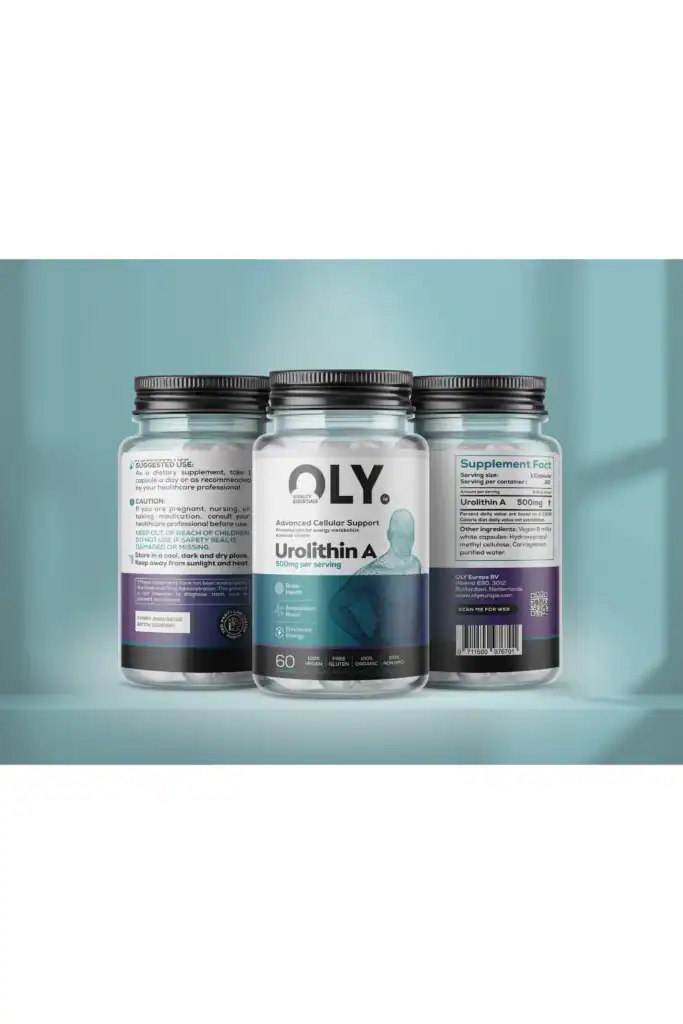 Urolithin A – grynas papildas 500 mg | Oly (60 kapsulių /60 porcijų) - Moksliškai pagrįstas veiksmingumas Urolithin A – grynas papildas 500 mg | Oly (60 kapsulių /60 porcijų) - produkto nuotrauka 2, SVEIKATA ir Anti-aging.