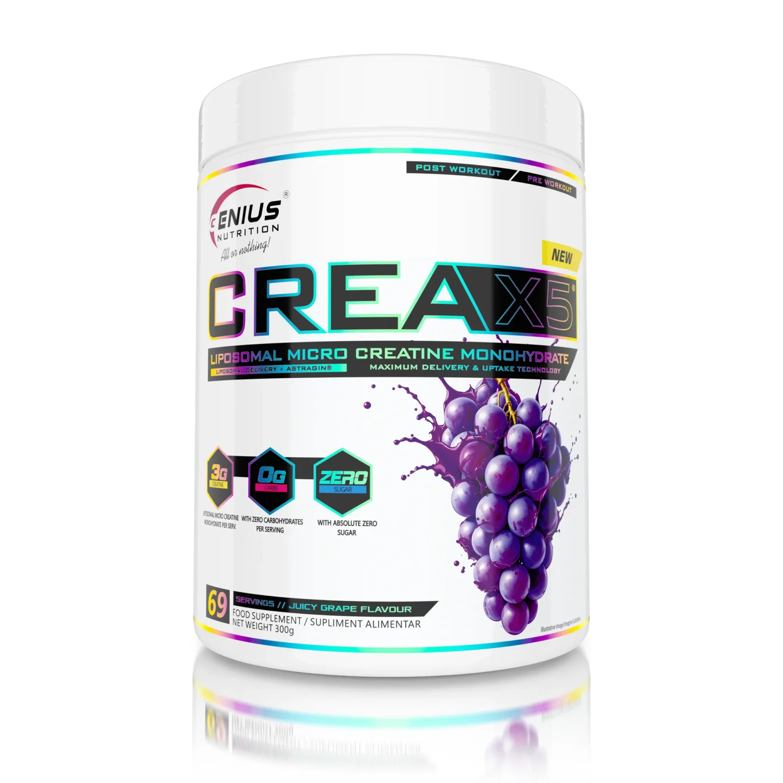 CREA-X5 Liposomal – Pažangus kreatino kompleksas | Genius Nutrition | 300 g - Moksliškai pagrįstas veiksmingumas CREA-X5 Liposomal – Pažangus kreatino kompleksas | Genius Nutrition | 300 g | Klinikinio lygio ilgaamžiškumo protokolas, Kreatinas ir SPORTAS papildas.