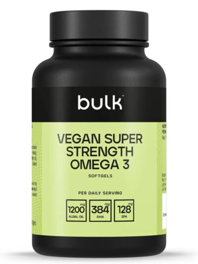 Bulk Vegan Super Strength Omega 3 dumblių aliejaus kapsulės (1200 mg)