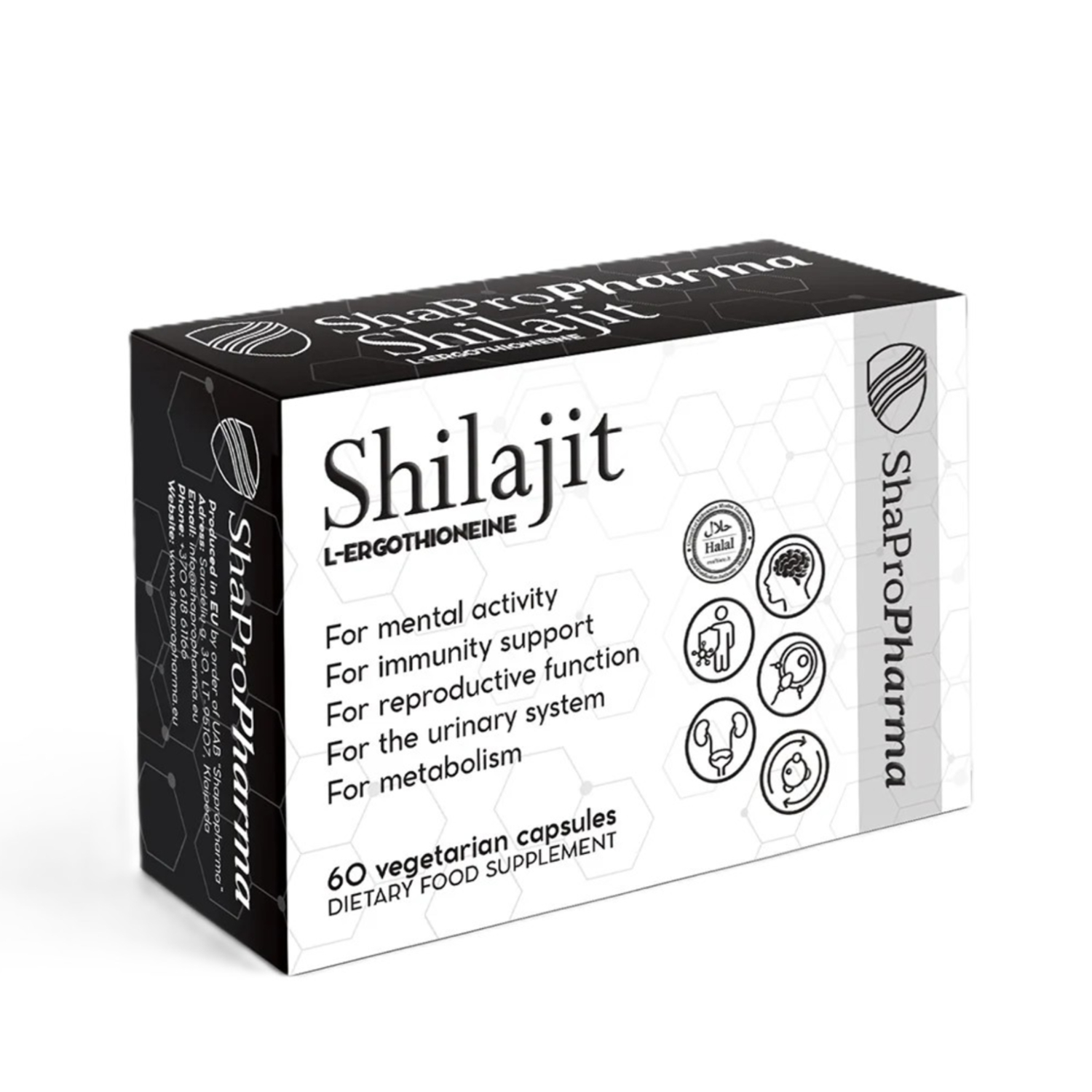 Shilajit mumijaus ekstrakto kapsulės su L-ergotioninu energijai ir ląstelių apsaugai