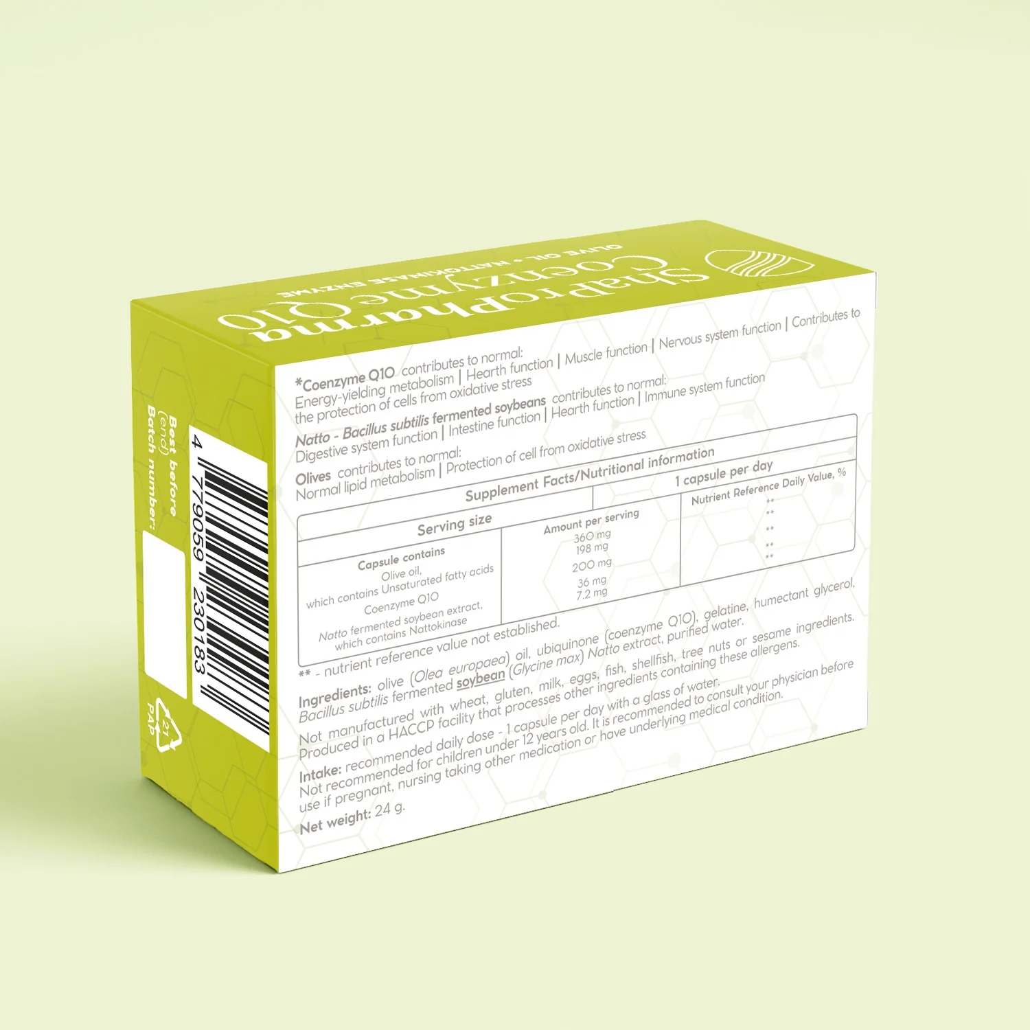 Kofermentas Q10 su Natto Ekstraktu ir Alyvuogių Aliejumi | Shapro Pharma (30 kapsulių) - Image 2