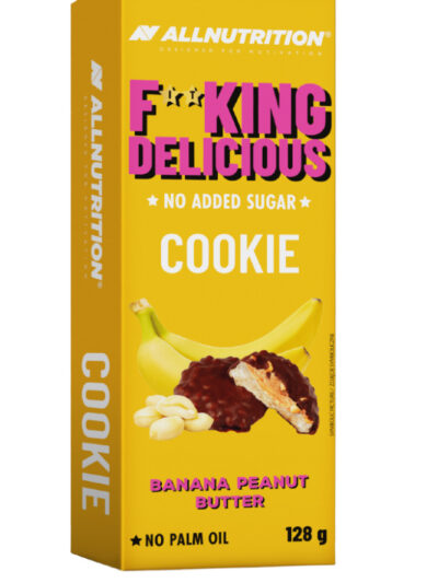AllNutrition Fitking Cookie Banana Peanut Butter sausainių pakuotė – sveikas užkandis be pridėtinio cukraus.
