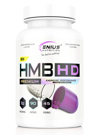 Genius Nutrition HMB-HD 90 kapsulių pakuotė – antikatabolinis maisto papildas raumenims