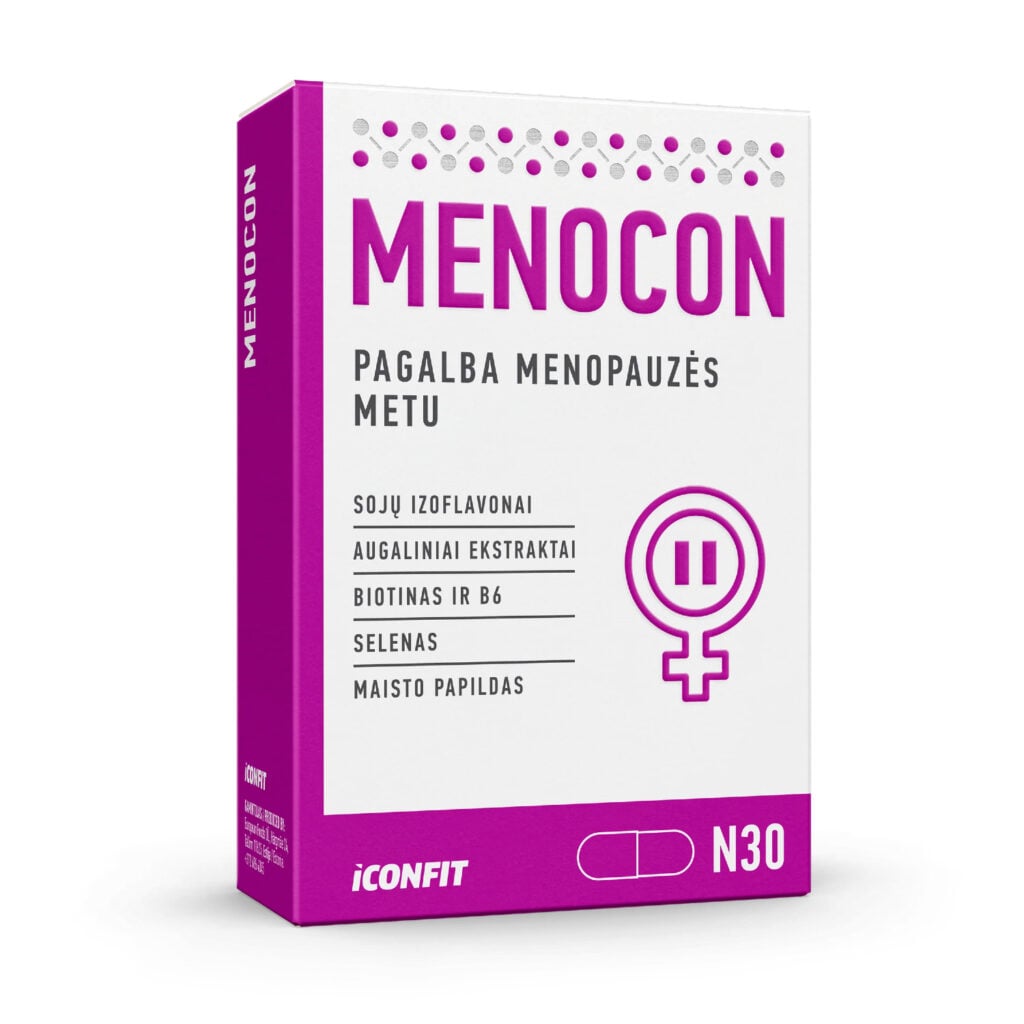 MENOCON – Natūrali Parama Hormonų Balansui | ICONFIT (30 kapsulių) | Klinikinio lygio ilgaamžiškumo protokolas, |4| Super Sale ir Moters Sveikata papildas.