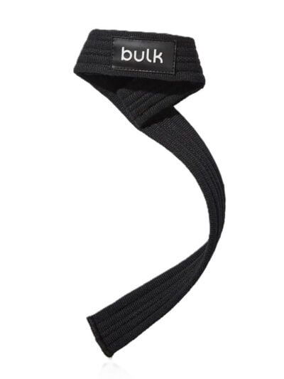 Bulk™ Premium svorių kilnojimo diržai – juodas dizainas su gumine emblema ir paminkštinimais.