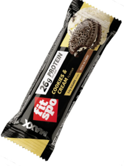 Fitspo Maxx Cookies & Cream baltyminis batonėlis, 75g porcija su 27g baltymų