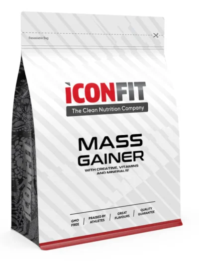 ICONFIT Mass Gainer 1.5kg pakuotė – kokybiškas maisto papildas svorio didinimui.