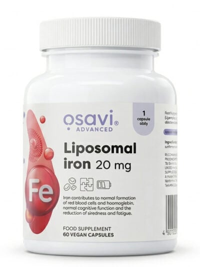 Osavi Liposomal Iron 20 mg maisto papildas kapsulėmis kraujodarai ir mažakraujystės prevencijai 60 vnt