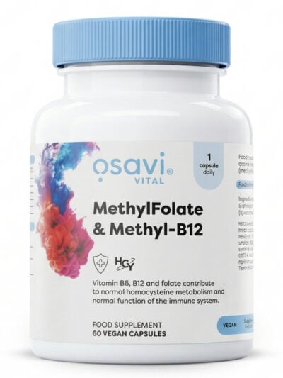 Osavi Methylfolate ir Methyl-B12 maisto papildas kapsulėmis su Quatrefolic folatu 60 vnt