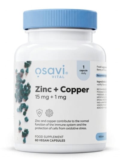 Osavi Zinc & Copper maisto papildas kapsulėmis su OptiZinc cinku ir variu 60 vnt