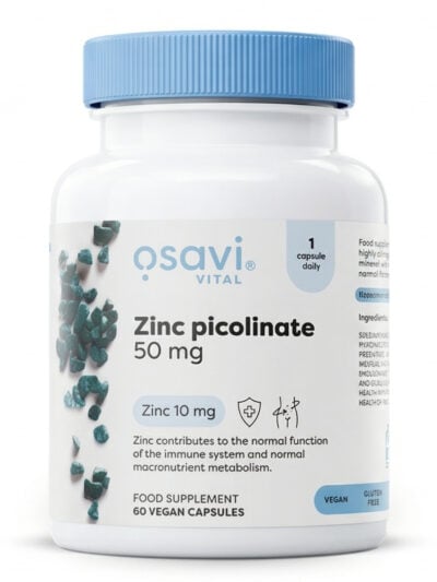 Osavi Zinc Picolinate 50 mg maisto papildas kapsulėmis imunitetui ir odos sveikatai 60 vnt