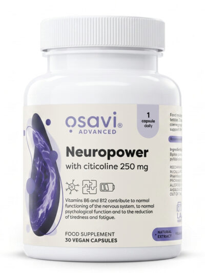 Osavi Neuropower maisto papildas kapsulėmis su Cognizin citikolinu ir L-teaninu smegenų funkcijai ir koncentracijai