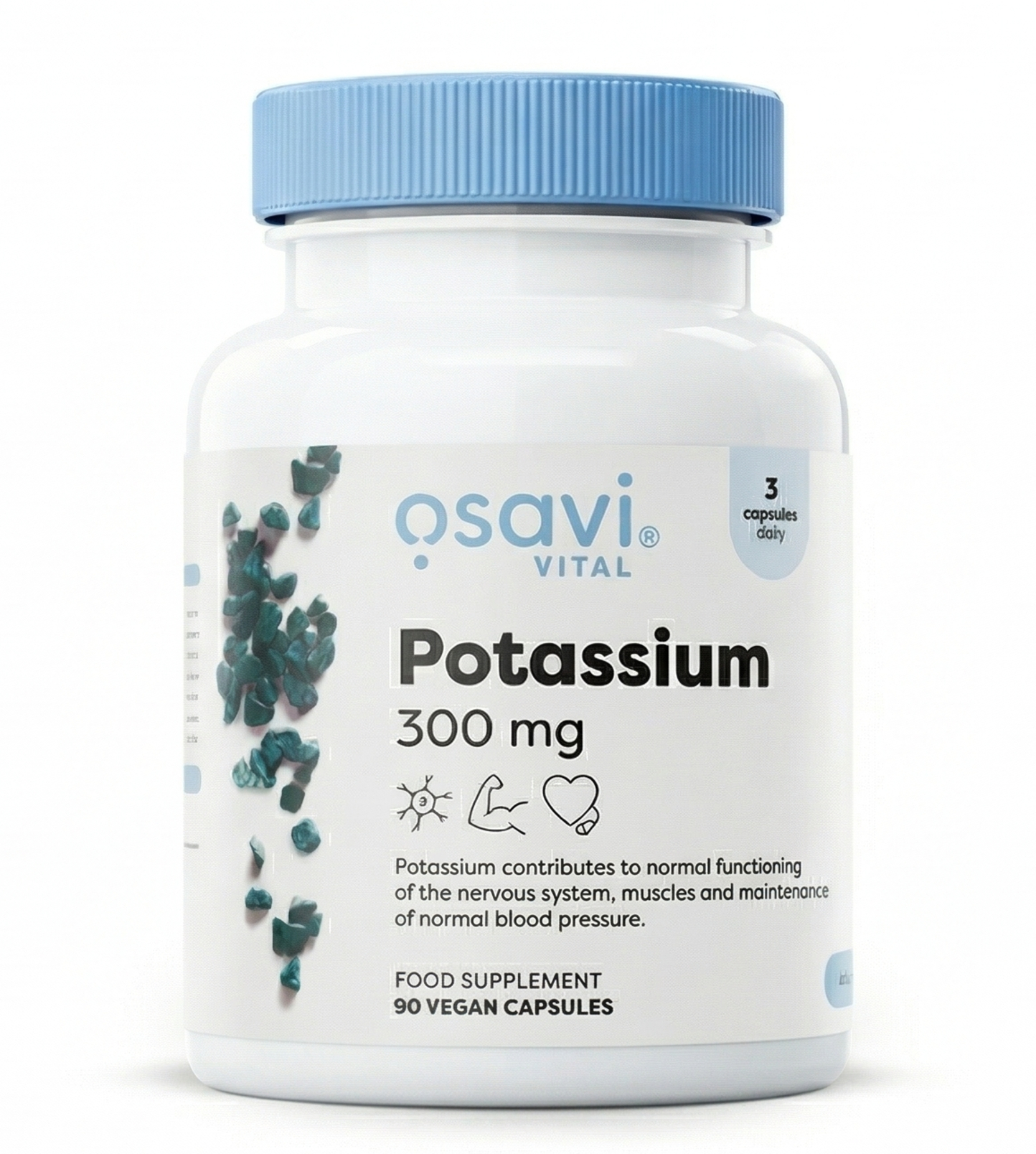 Osavi Potassium 300 mg maisto papildas kapsulėmis normaliam kraujospūdžiui ir raumenų funkcijai 90 vnt
