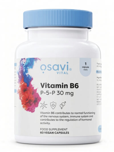 Osavi Vitamin B6 P-5-P 30 mg maisto papildas kapsulėmis nervų sistemai ir hormonų balansui 60 vnt