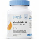 Vitamin D3 + K2, 4000 IU + 150 µg – Vitaminas D3 ir K2 kaulams 60 softgels | OSAVI | 60 minkštųjų kaps.