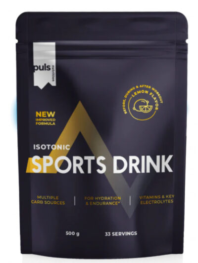 PULS Isotonic Sports Drink 500 g, Lemon skonio izotoninis gėrimas su elektrolitais ir vitaminais, 33 porcijos