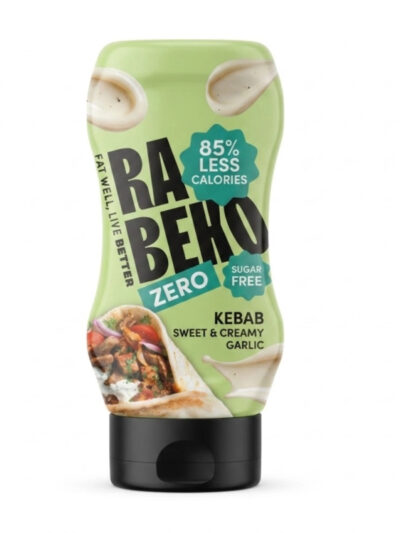Rabeko Zero Kebab Sauce 350 ml buteliukas, kreminis česnakinis padažas kebabams ir mėsai be cukraus