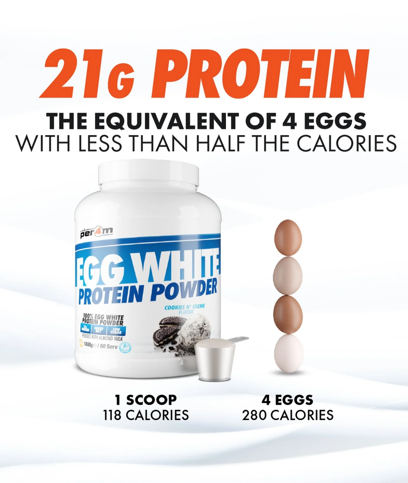 Egg White Protein Powder – kiaušinių baltymų izoliatas | Per4m (1,8 kg) - Image 2