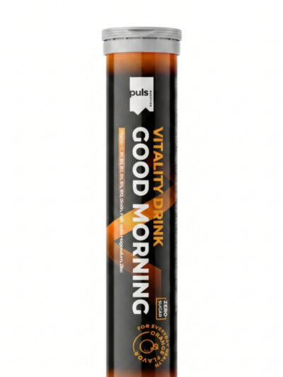 PULS Good Morning tirpios tabletės energijai, apelsinų skonio pakuotė su gausiu B grupės vitaminų kompleksu
