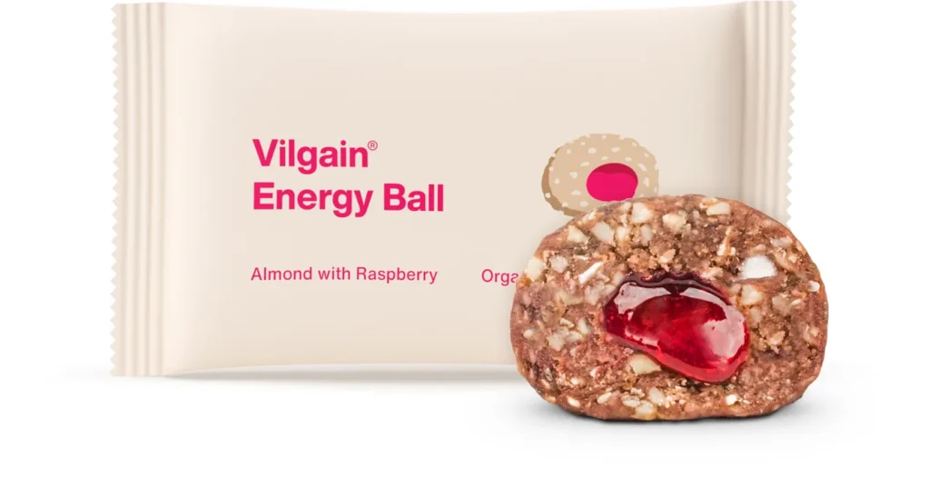 Energy Ball Almonds & Raspberry Jam – eko užkandis su migdolais ir avietėmis | Vilgain (30 g) - Moksliškai pagrįstas veiksmingumas Energy Ball Almonds & Raspberry Jam – eko užkandis su migdolais ir avietėmis | Vilgain (30 g) - produkto nuotrauka 1, FUNKCINIS MAISTAS ir Proteino Batonėliai ir Užkandžiai.