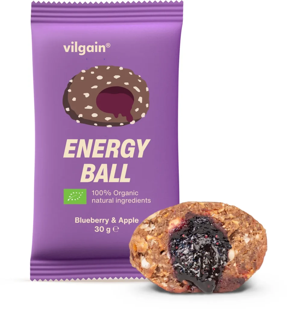 Energy Ball Blueberry & Apple – eko užkandis su šilauogėmis ir obuoliais | Vilgain (30 g) - produkto nuotrauka 1, FUNKCINIS MAISTAS ir Proteino Batonėliai ir Užkandžiai.