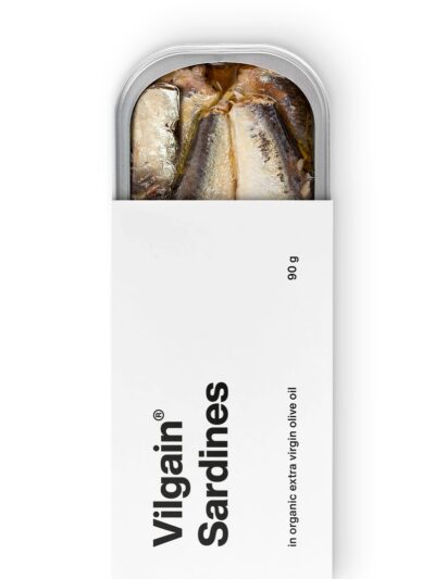 Vilgain sardinės nuosavose sultyse, 120 g skardinė, sveikas užkandis su Omega-3.