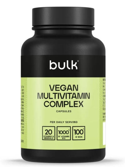 BULK Vegan Multivitamin Complex maisto papildas kasdienės mitybos praturtinimui ir organizmo balansui.