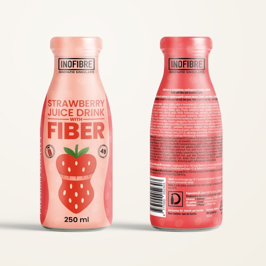 Drink with Fiber – Skaidulų gėrimas su braškių sultimis | INOFIBRE | 250 ml - Moksliškai pagrįstas veiksmingumas Drink with Fiber – Skaidulų gėrimas su braškių sultimis | INOFIBRE | 250 ml - produkto nuotrauka 3, FUNKCINIS MAISTAS ir Maistas ir Maisto Pakaitalai.