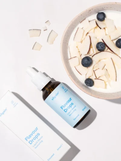 Vilgain Flavour Drops Coconut 50ml gardus užkandis kasdieniam energijos balansui.