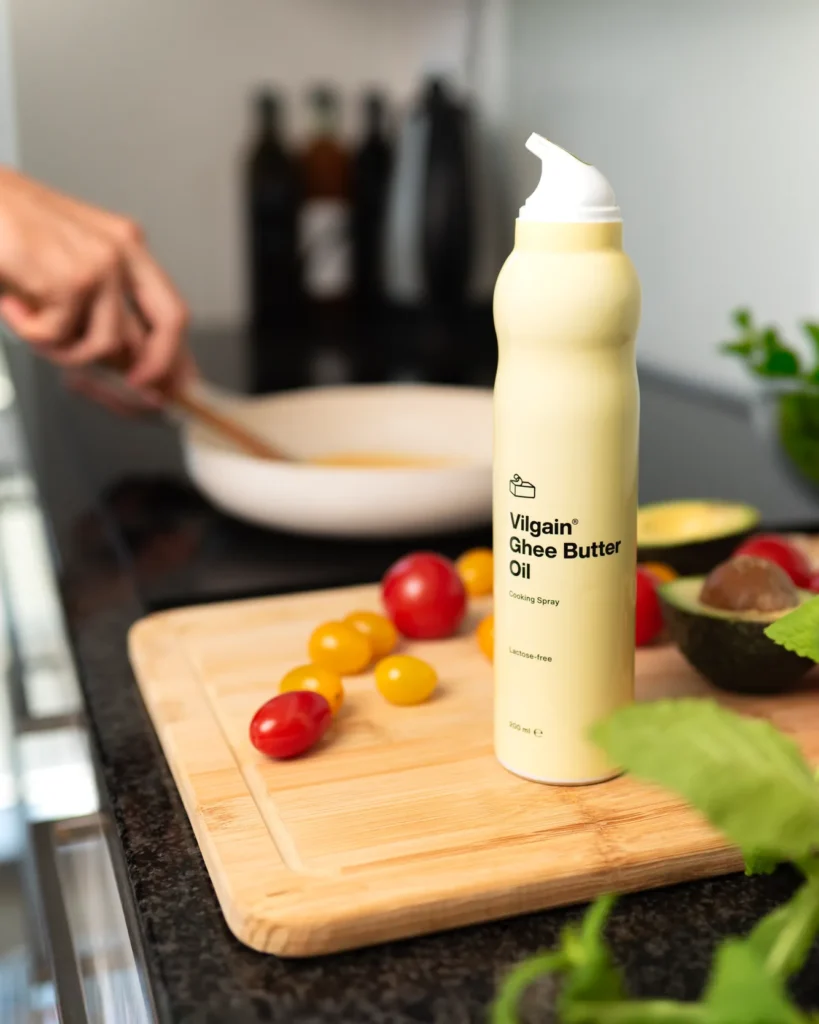 Ghee Spray with Avocado Oil – Purškiamas lydytas sviestas su avokadų aliejumi | Vilgain | 200 ml - produkto nuotrauka 1, FUNKCINIS MAISTAS ir Sveiki riebalai ir aliejai.