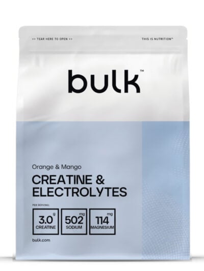Bulk Creatine & Electrolytes - Orange & Mango 312g maisto papildas sportininkams ir aktyviam gyvenimo būdui.