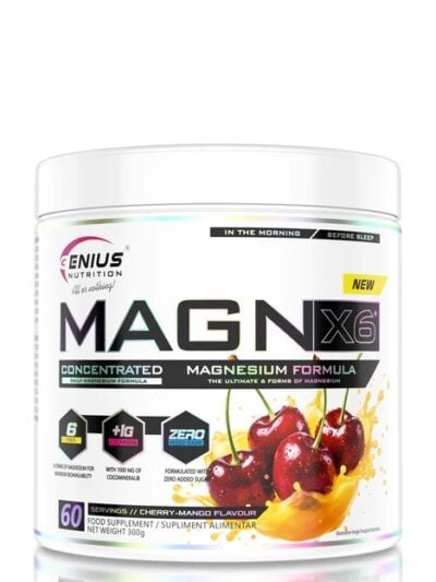Genius Nutrition MAGN-X6 – efektyvus jūsų mitybos praturtinimas. Papildas padeda palaikyti normalią nervų sistemos veiklą bei raumenų funkciją. Švari, sertifikuota sudėtis.