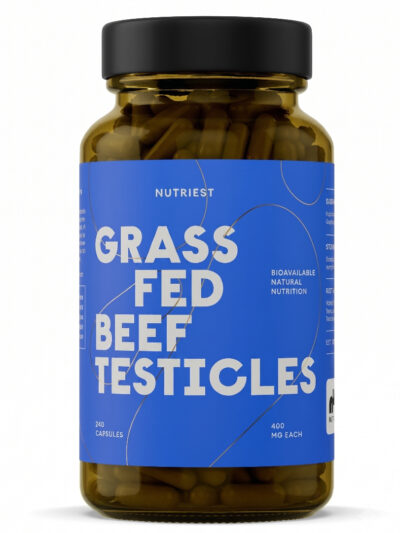Nutriest Grass Fed Desiccated Beef Testicle Supplement maisto papildas sportininkams ir aktyviam gyvenimo būdui.