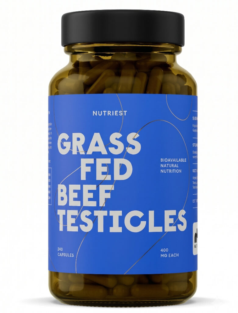 Grass Fed Desiccated Beef Testicles - Jautienos organų kompleksas | Nutriest | 240 kapsulių | Klinikinio lygio ilgaamžiškumo protokolas, Organų Papildai ir SVEIKATA papildas.