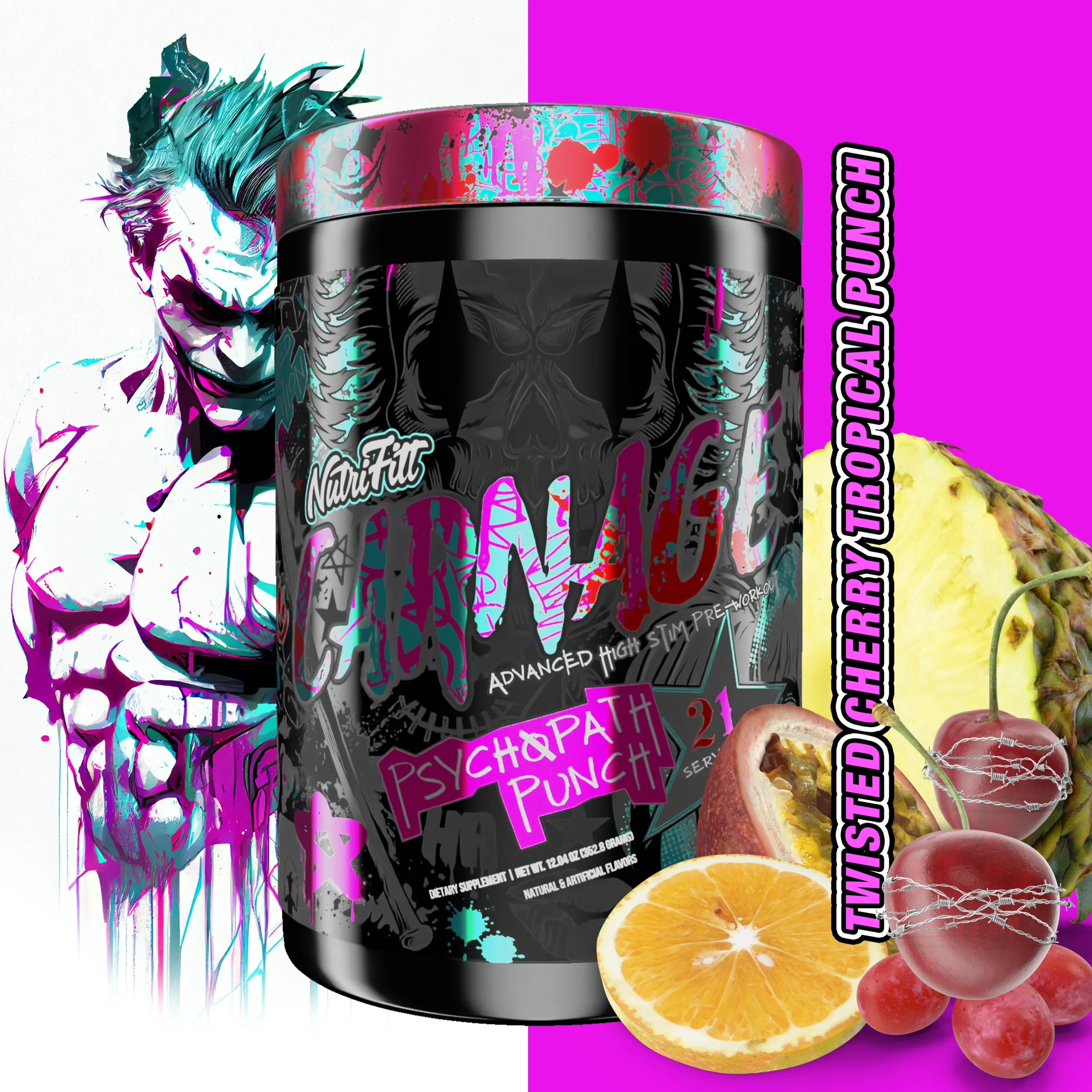 Carnage Advanced Pre-Workout – Pažangus prieštreniruotinis papildas | Nutrifitt | 352.8 g - Image 3